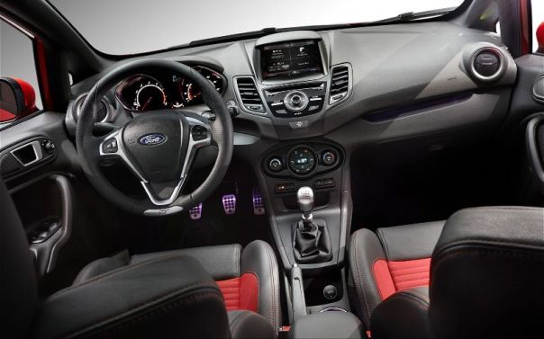 ford fiesta cockpit with red and black interior 2014
